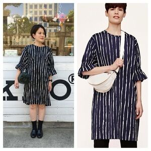 MARIMEKKO / Jamesia Rakky Dress Print navy stripe XS